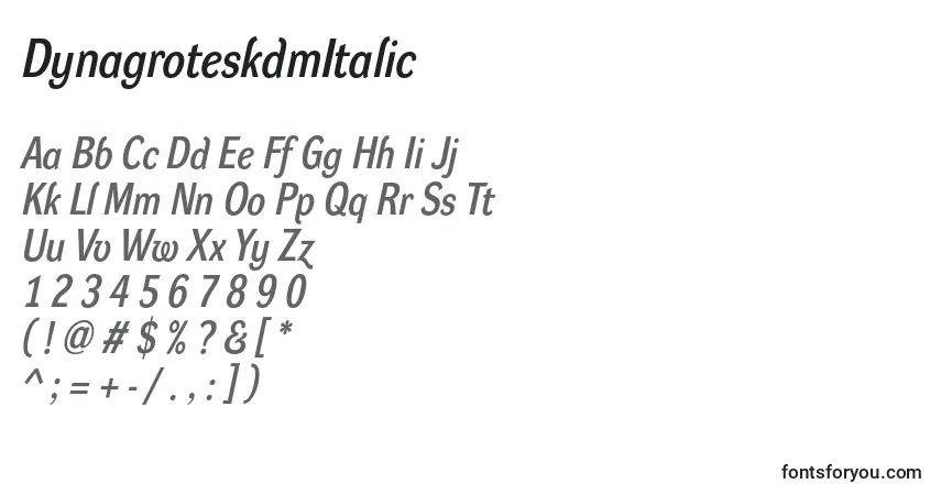 Schriftart DynagroteskdmItalic – Alphabet, Zahlen, spezielle Symbole