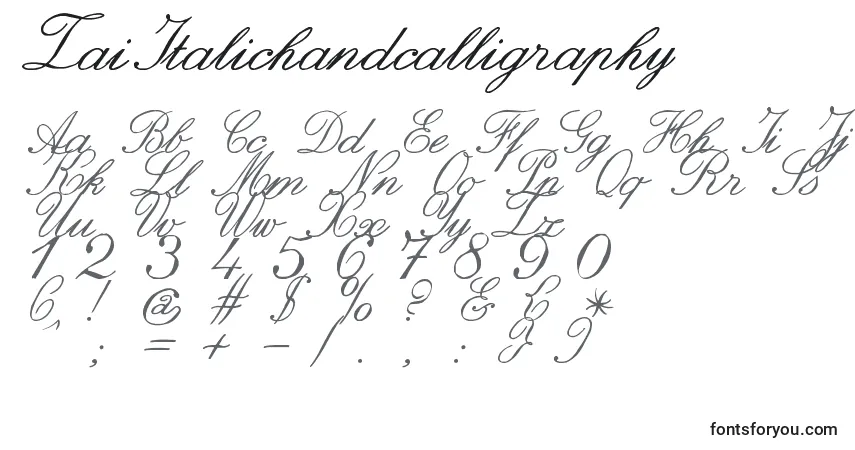 Шрифт ZaiItalichandcalligraphy – алфавит, цифры, специальные символы