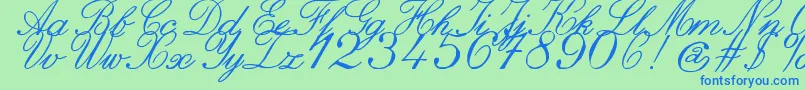 ZaiItalichandcalligraphy-Schriftart – Blaue Schriften auf grünem Hintergrund
