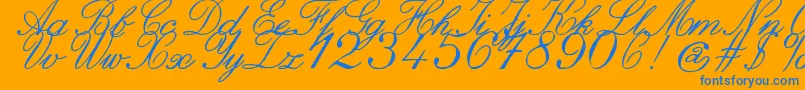 Fonte ZaiItalichandcalligraphy – fontes azuis em um fundo laranja