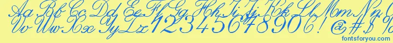 ZaiItalichandcalligraphy Font – Blue Fonts on Yellow Background