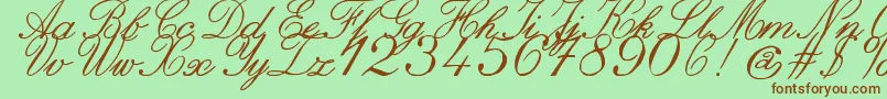 Fonte ZaiItalichandcalligraphy – fontes marrons em um fundo verde