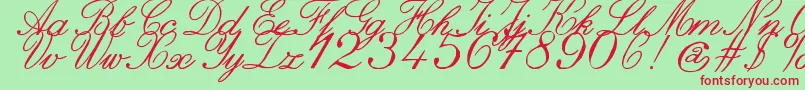 ZaiItalichandcalligraphy-Schriftart – Rote Schriften auf grünem Hintergrund