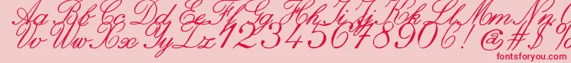 Fonte ZaiItalichandcalligraphy – fontes vermelhas em um fundo rosa