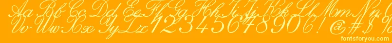 Czcionka ZaiItalichandcalligraphy – żółte czcionki na pomarańczowym tle