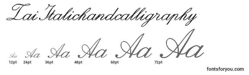 Размеры шрифта ZaiItalichandcalligraphy