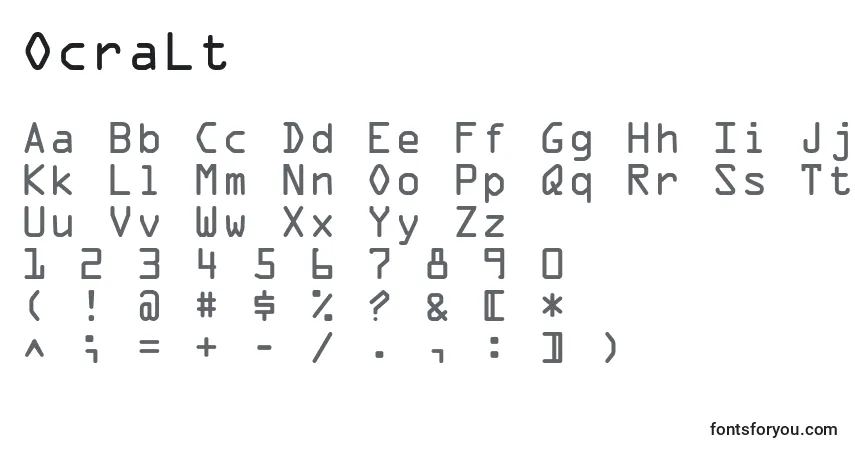 A fonte OcraLt – alfabeto, números, caracteres especiais