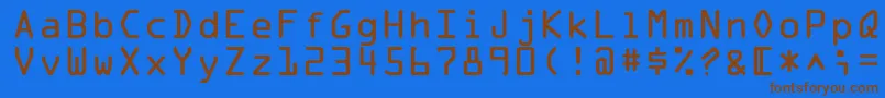 フォントOcraLt – 茶色の文字が青い背景にあります。