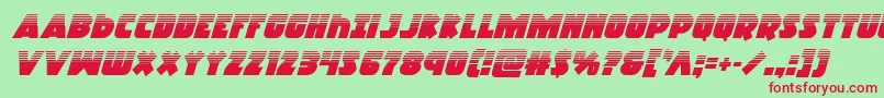 Fonte Racketsquadhalfital – fontes vermelhas em um fundo verde