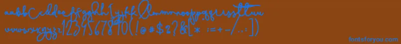 Cestlaisabelly Font – Blue Fonts on Brown Background