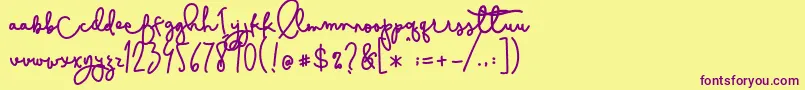Cestlaisabelly Font – Purple Fonts on Yellow Background
