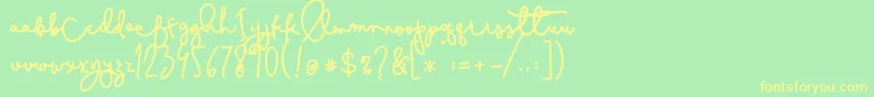 Cestlaisabelly Font – Yellow Fonts on Green Background