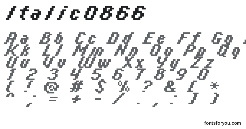 Italic0866フォント–アルファベット、数字、特殊文字