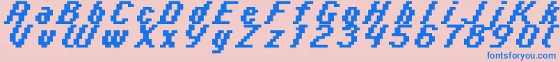 Italic0866-fontti – siniset fontit vaaleanpunaisella taustalla