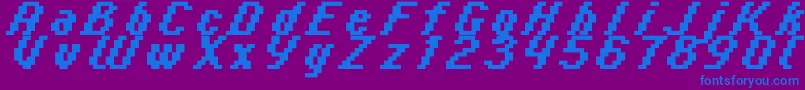 Italic0866-fontti – siniset fontit violetilla taustalla