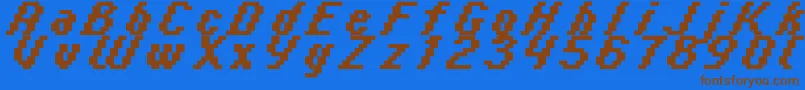 フォントItalic0866 – 茶色の文字が青い背景にあります。