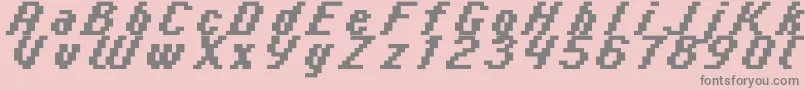 Italic0866-fontti – harmaat kirjasimet vaaleanpunaisella taustalla