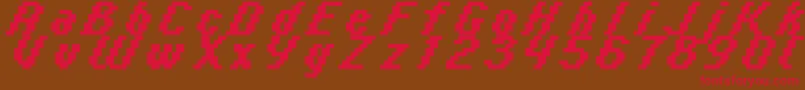 フォントItalic0866 – 赤い文字が茶色の背景にあります。