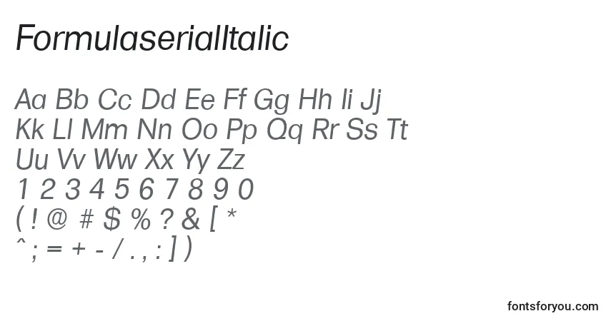Шрифт FormulaserialItalic – алфавит, цифры, специальные символы