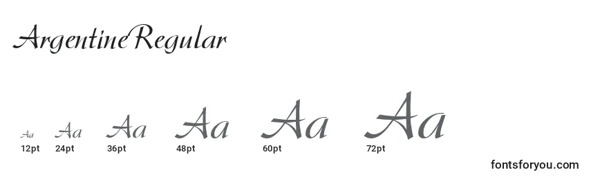 Размеры шрифта ArgentineRegular
