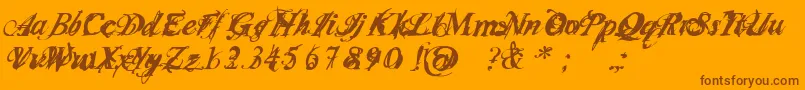 Infii-Schriftart – Braune Schriften auf orangefarbenem Hintergrund