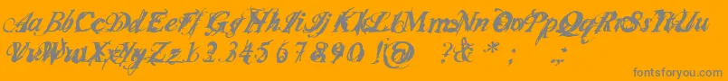 Infii-Schriftart – Graue Schriften auf orangefarbenem Hintergrund