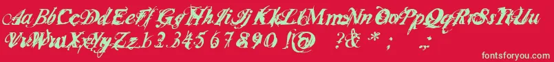 フォントInfii – 赤い背景に緑の文字