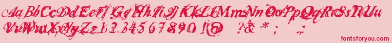 フォントInfii – ピンクの背景に赤い文字