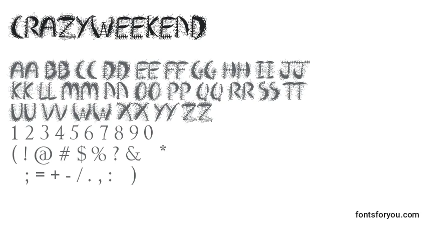 Шрифт CrazyWeekend – алфавит, цифры, специальные символы