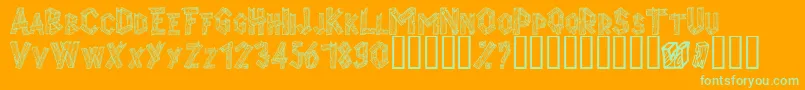 Alphawood Font – Green Fonts on Orange Background