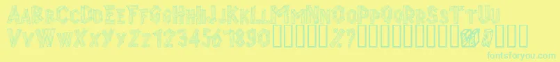 Alphawood Font – Green Fonts on Yellow Background