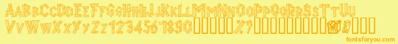 Alphawood Font – Orange Fonts on Yellow Background