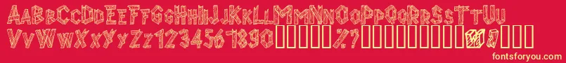 Alphawood Font – Yellow Fonts on Red Background