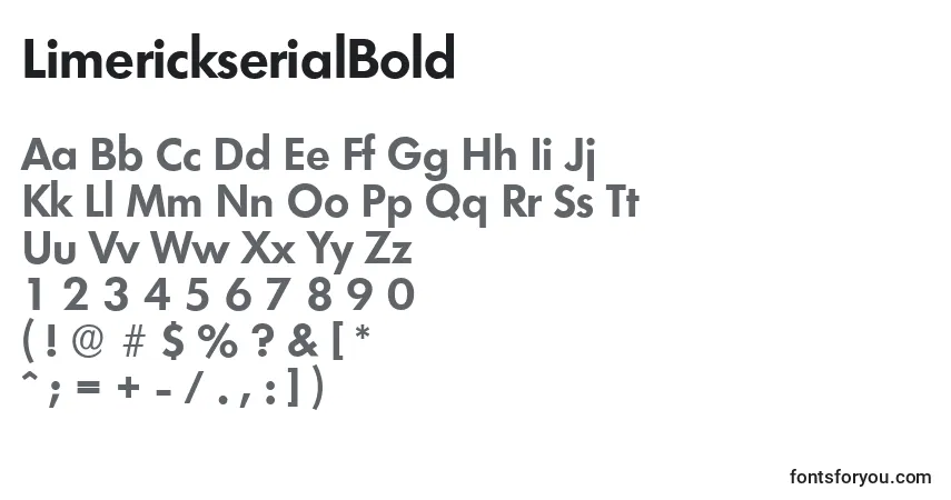 Шрифт LimerickserialBold – алфавит, цифры, специальные символы