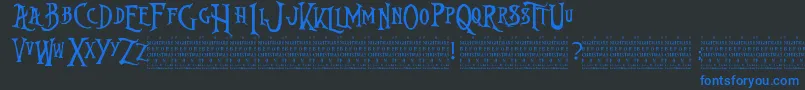 NightmareBeforeChristmas-Schriftart – Blaue Schriften auf schwarzem Hintergrund