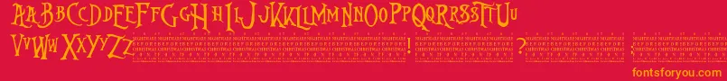 Fonte NightmareBeforeChristmas – fontes laranjas em um fundo vermelho