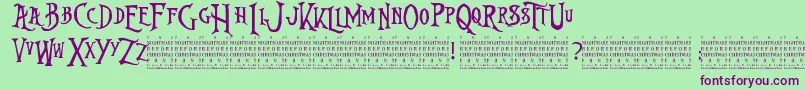 フォントNightmareBeforeChristmas – 緑の背景に紫のフォント