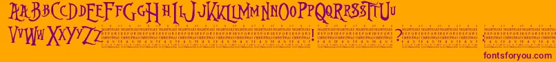 NightmareBeforeChristmas-Schriftart – Violette Schriften auf orangefarbenem Hintergrund
