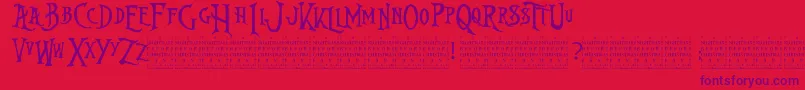 Weitere Informationen zur NightmareBeforeChristmas-Schriftart NightmareBeforeChristmas-Schriftart – Violette Schriften auf rotem Hintergrund