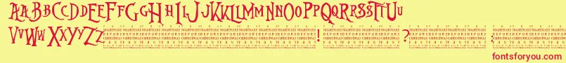 NightmareBeforeChristmas-Schriftart – Rote Schriften auf gelbem Hintergrund