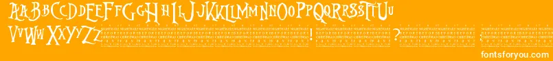 NightmareBeforeChristmas-Schriftart – Weiße Schriften auf orangefarbenem Hintergrund