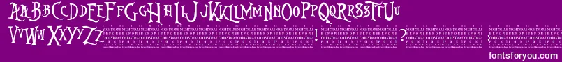 NightmareBeforeChristmas-Schriftart – Weiße Schriften auf violettem Hintergrund