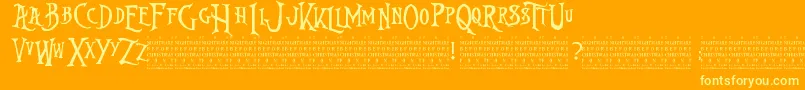 NightmareBeforeChristmas-Schriftart – Gelbe Schriften auf orangefarbenem Hintergrund