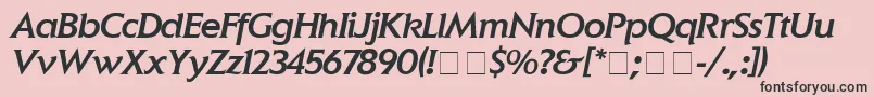 ElanMediumitalic-fontti – mustat fontit vaaleanpunaisella taustalla