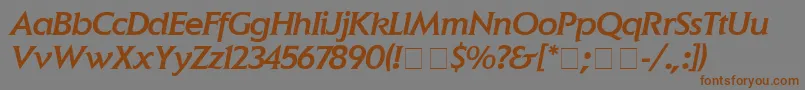 フォントElanMediumitalic – 茶色の文字が灰色の背景にあります。
