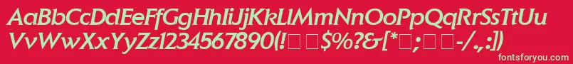 ElanMediumitalic-fontti – vihreät fontit punaisella taustalla