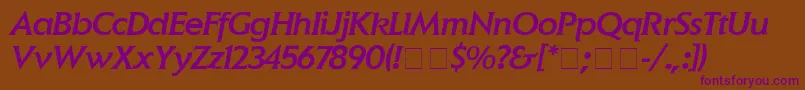 Czcionka ElanMediumitalic – fioletowe czcionki na brązowym tle
