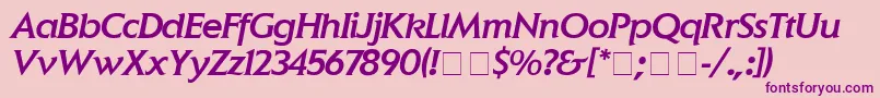 ElanMediumitalic-fontti – violetit fontit vaaleanpunaisella taustalla