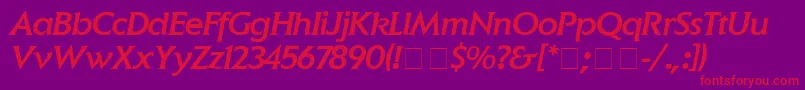 フォントElanMediumitalic – 紫の背景に赤い文字