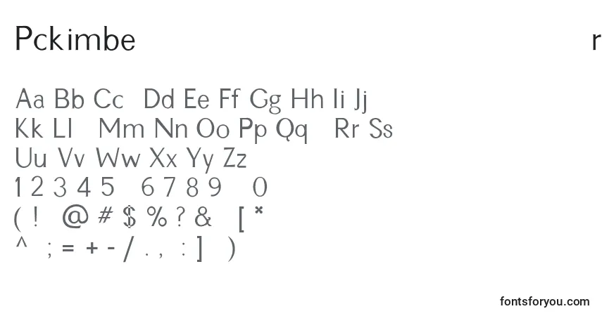 A fonte Pckimberly – alfabeto, números, caracteres especiais